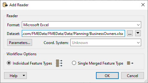 Add Reader dialog - Excel
